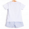 Composition Cutie Applique Short Set, Blue Seersucker