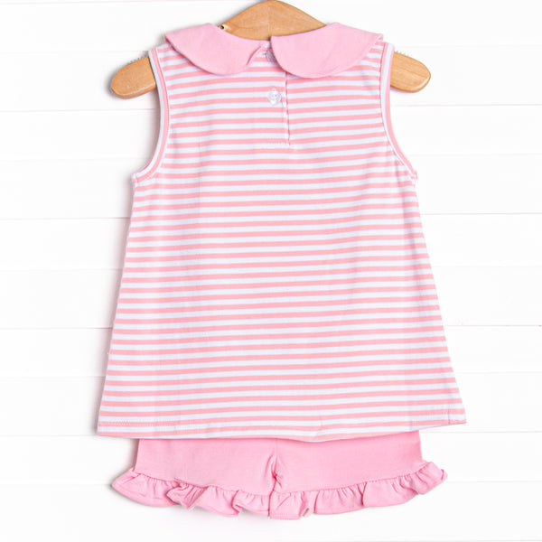 Pink Lady Lemon Applique Ruffle Short Set, Pink