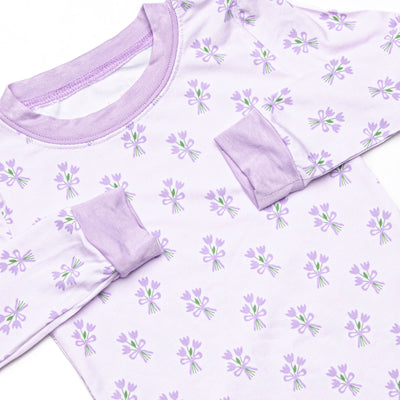 Tossing Tulips Bamboo Pajama Set, Purple