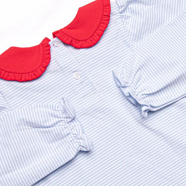 Candy Cane Lane Applique Legging Set, Blue Stripe