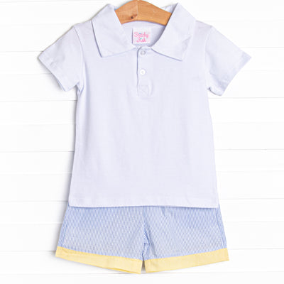 Sunshine Stripes Short Set, Blue