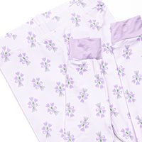 Tossing Tulips Bamboo Pajama Set, Purple
