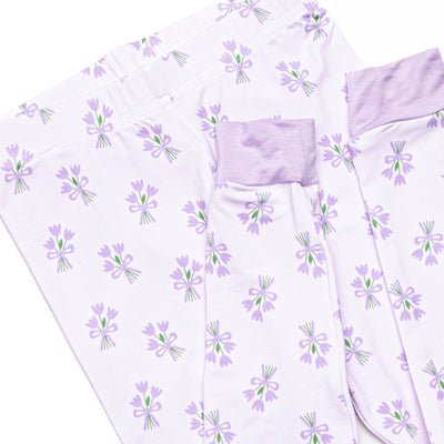 Tossing Tulips Bamboo Pajama Set, Purple