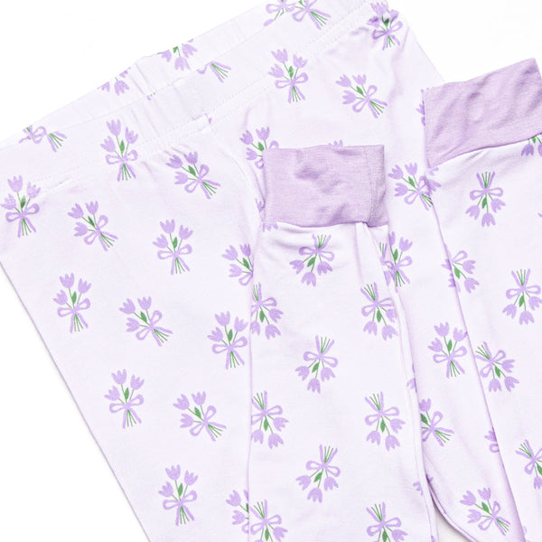Tossing Tulips Bamboo Pajama Set, Purple