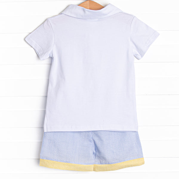Sunshine Stripes Short Set, Blue