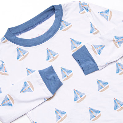 Sea Breeze and Sails Bamboo Pajama Set, Blue