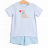 Teacher's Pet Applique Short Set, Blue