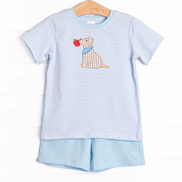 Teacher's Pet Applique Short Set, Blue