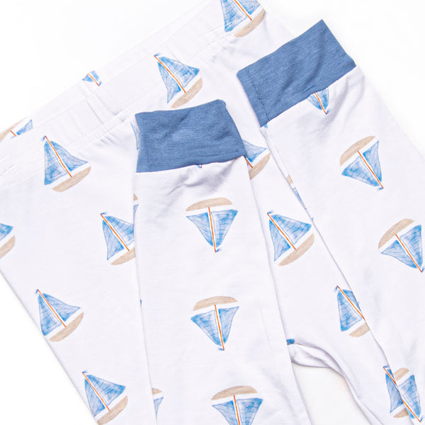 Sea Breeze and Sails Bamboo Pajama Set, Blue