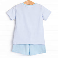 Teacher's Pet Applique Short Set, Blue
