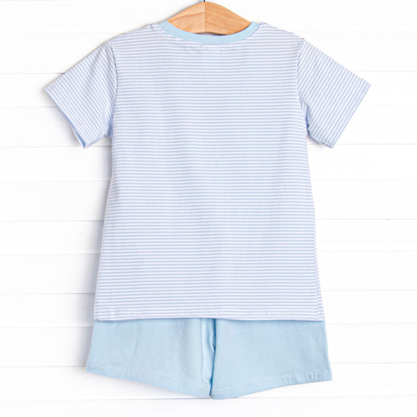 Teacher's Pet Applique Short Set, Blue