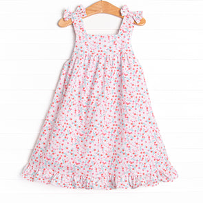 Cherry Tree Blooms Sleeveless Dress, Red