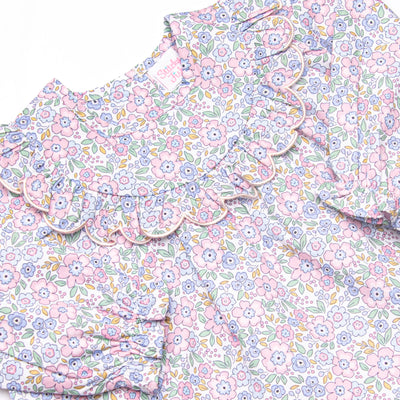Poppy Fields Scalloped Edge Diaper Set, Pink