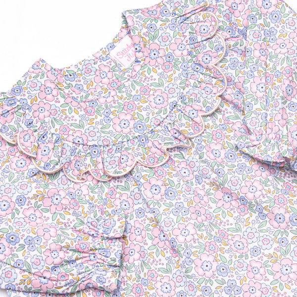 Poppy Fields Scalloped Edge Diaper Set, Pink
