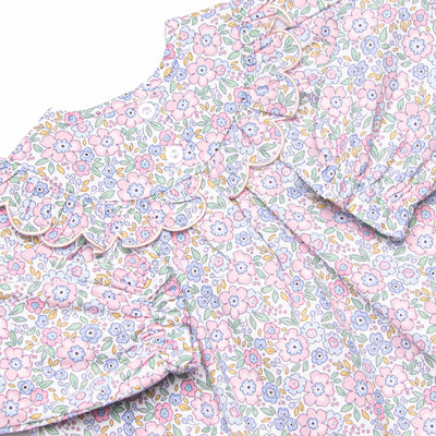 Poppy Fields Scalloped Edge Diaper Set, Pink