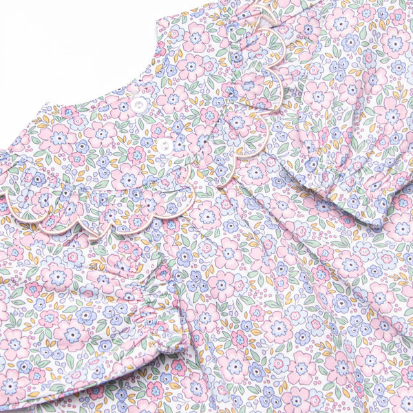 Poppy Fields Scalloped Edge Diaper Set, Pink