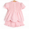 Schoolyard Scallops Applique Ruffle Short Set, Pink