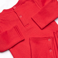 Santa Paws Applique Sweatshirt Romper, Red
