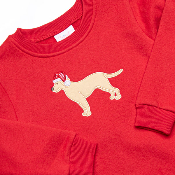 Santa Paws Applique Sweatshirt Legging Set, Red