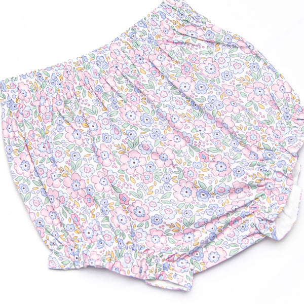 Poppy Fields Scalloped Edge Diaper Set, Pink