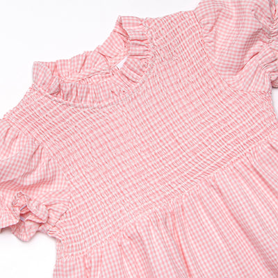 Schoolyard Scallops Applique Dress, Pink