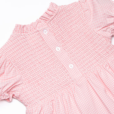 Schoolyard Scallops Applique Dress, Pink