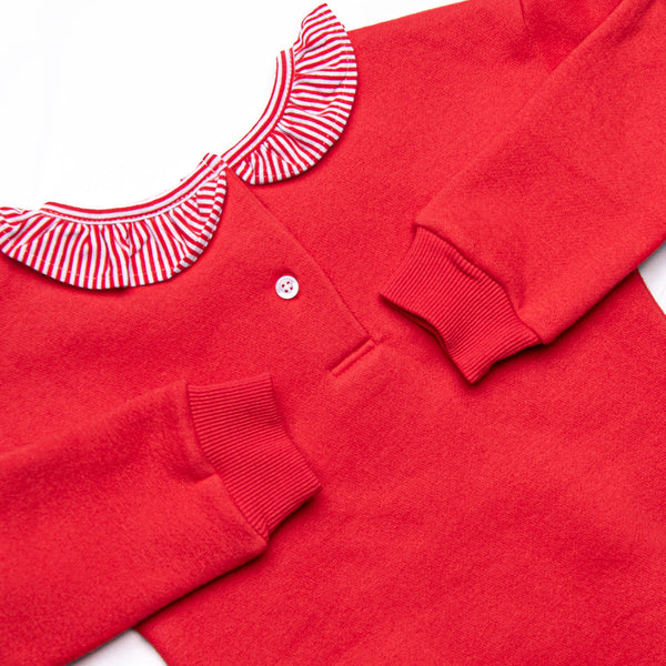 Santa Paws Applique Sweatshirt Ruffle Bubble, Red
