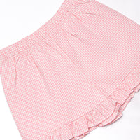 Schoolyard Scallops Applique Ruffle Short Set, Pink