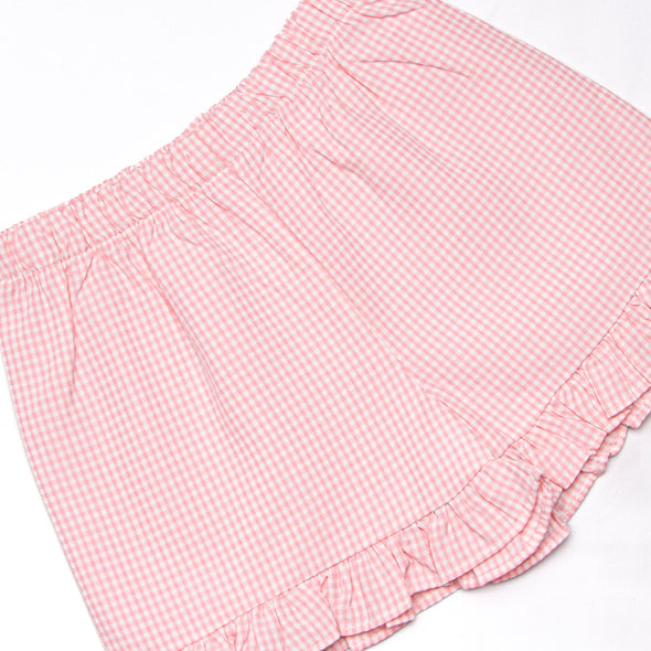 Schoolyard Scallops Applique Ruffle Short Set, Pink
