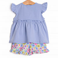 Groovy Garden Ruffle Short Set, Purple
