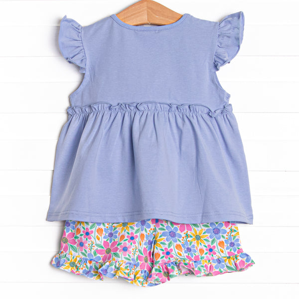 Groovy Garden Ruffle Short Set, Purple