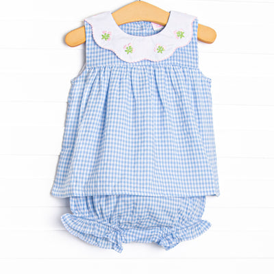 Tossing Tulips Applique Diaper Set, Blue
