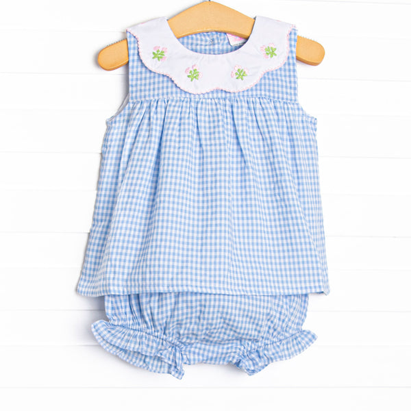 Tossing Tulips Applique Diaper Set, Blue