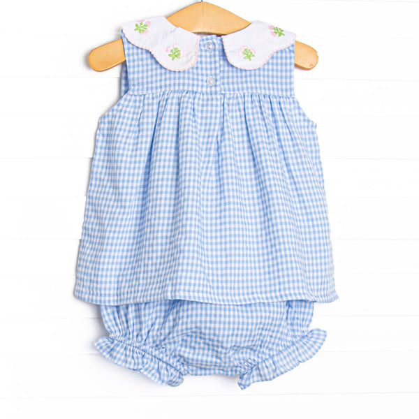 Tossing Tulips Applique Diaper Set, Blue