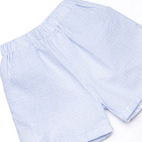 Composition Cutie Applique Short Set, Blue Seersucker