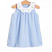 Tossing Tulips Applique Dress, Blue