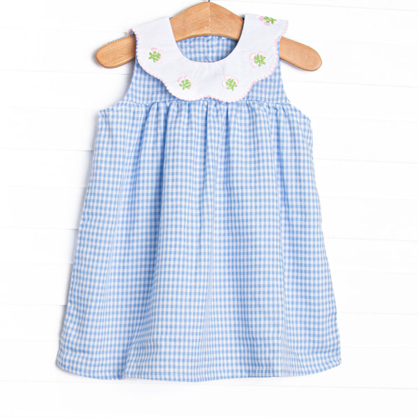Tossing Tulips Applique Dress, Blue