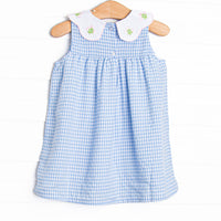 Tossing Tulips Applique Dress, Blue