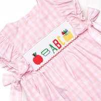 School Day Smocked Side Tie Dress, Pink
