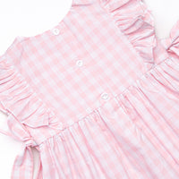 School Day Smocked Side Tie Dress, Pink