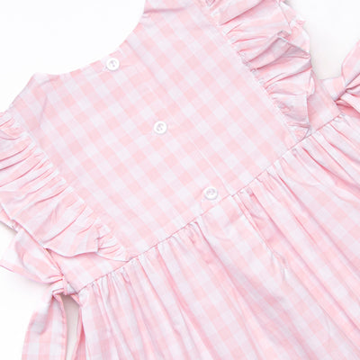 School Day Smocked Side Tie Dress, Pink