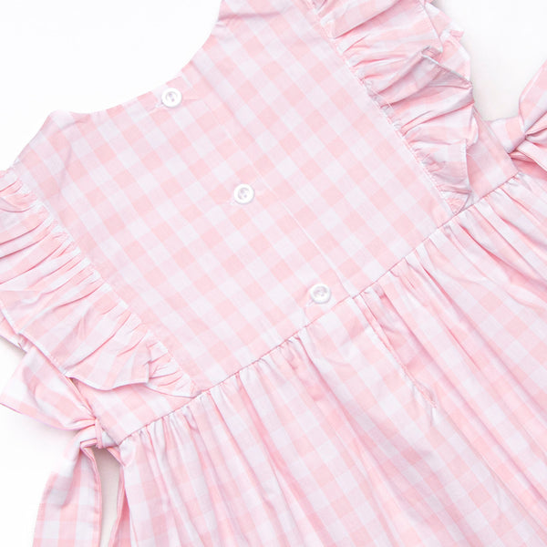School Day Smocked Side Tie Dress, Pink