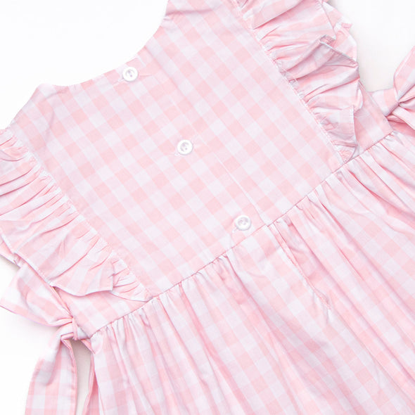 School Day Smocked Side Tie Dress, Pink