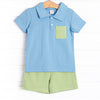 Levi Short Set, Medium Blue and Green Stripe