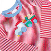 Gingerbread Express Applique Top, Red Stripe