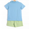 Levi Short Set, Medium Blue and Green Stripe