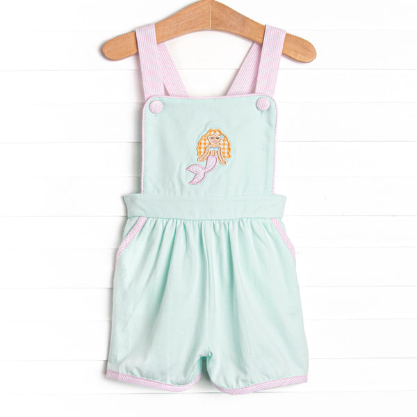 Aquamarine Maid Applique Short Romper, Green