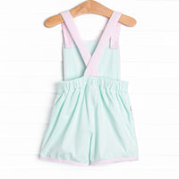 Aquamarine Maid Applique Short Romper, Green