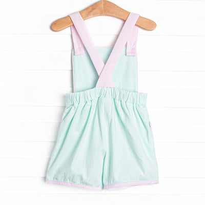 Aquamarine Maid Applique Short Romper, Green
