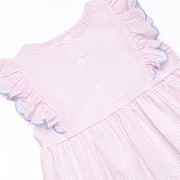 Painter's Palette Applique Short Set, Pink Seersucker